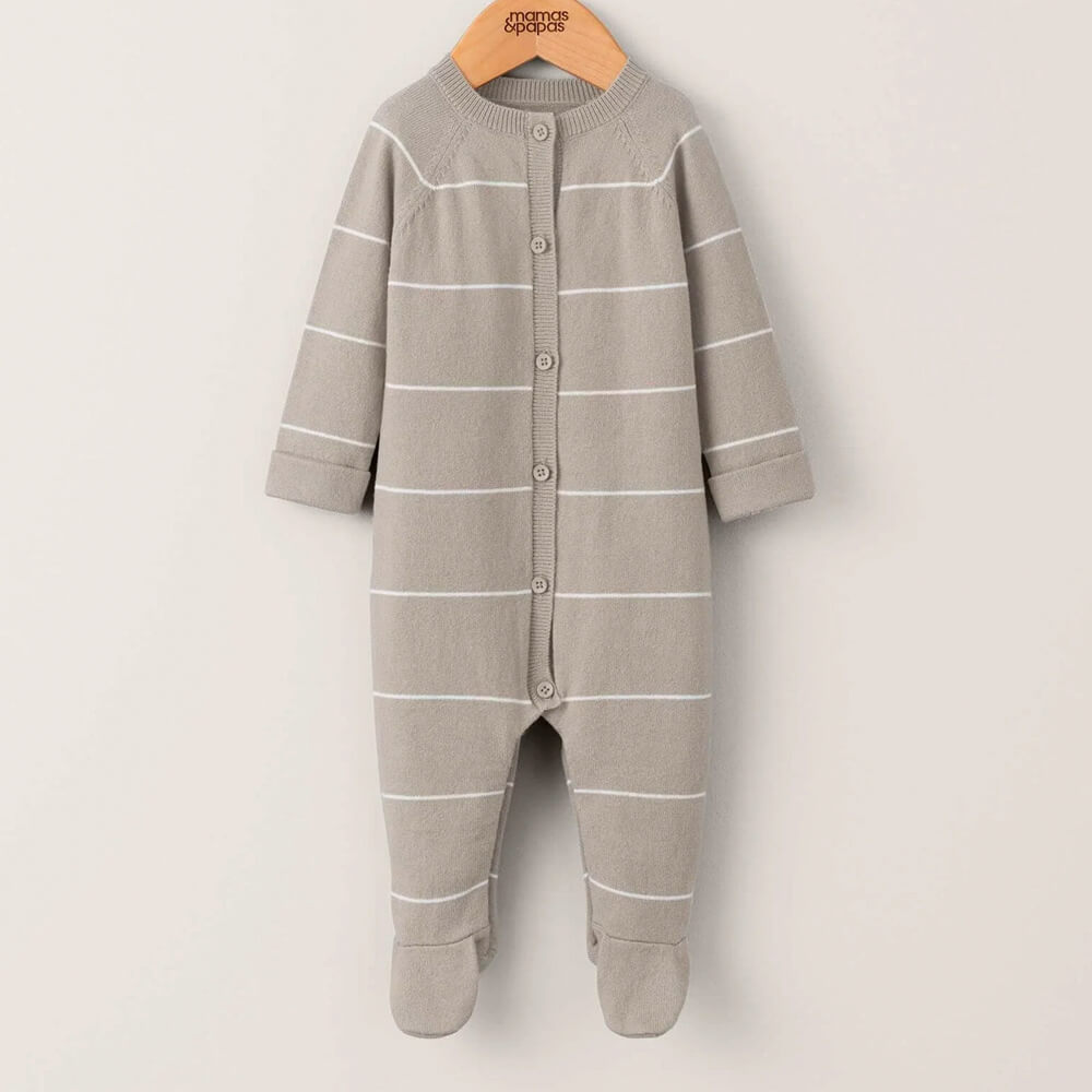 Stripe Knitted Wrap Over All in One