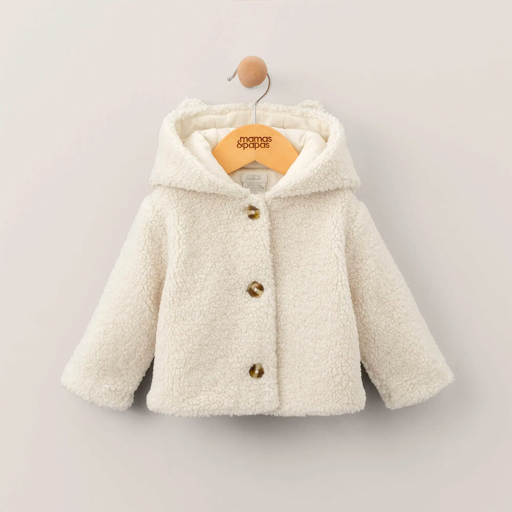 Cream Borg Hooded Jacket