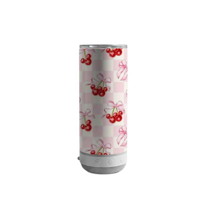Cherry Bow Blush Bluetooth Speaker Tumbler