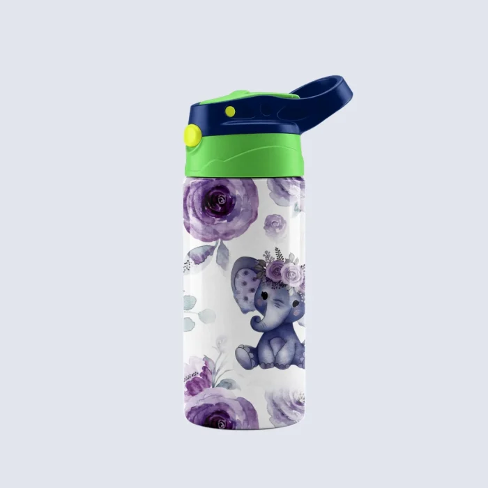 Kids Cup Purple Floral Elephant