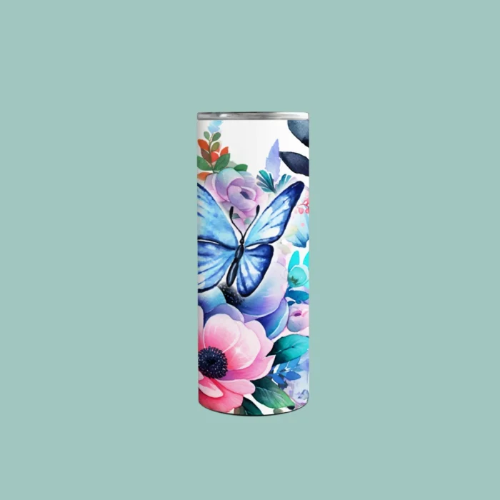 Blue Butterfly Floral Tumbler