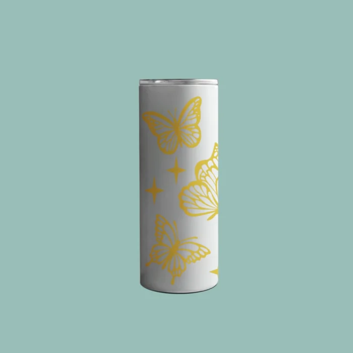 Minimalist Yellow Butterfly Art Tumbler