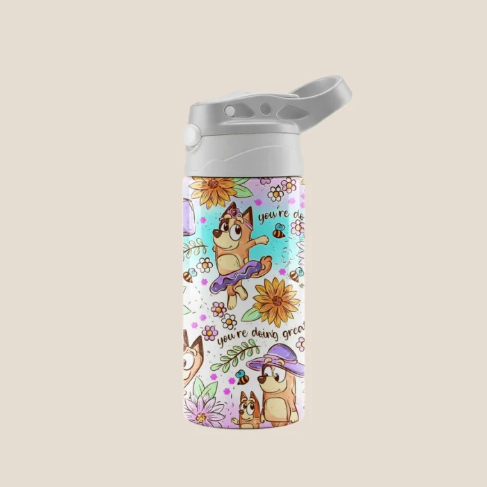 Kids Cup Cute Cartoon Dog Floral