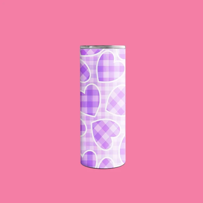 Checkered Purple Heart Tumbler