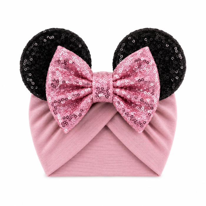 Pink Glitter Mouse Ears Baby Headband