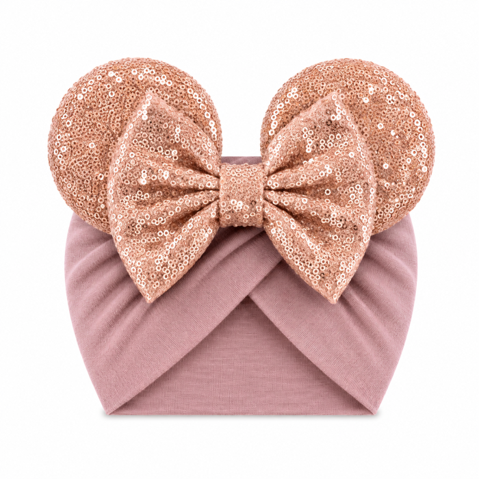 Rose Gold Mouse Ears Baby Headband