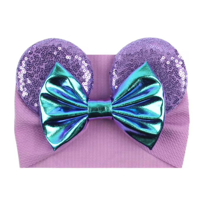 Purple Mouse Ears Bow Baby Headband