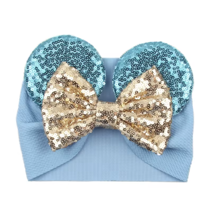 Blue Glitter Mouse Ears Baby Headband