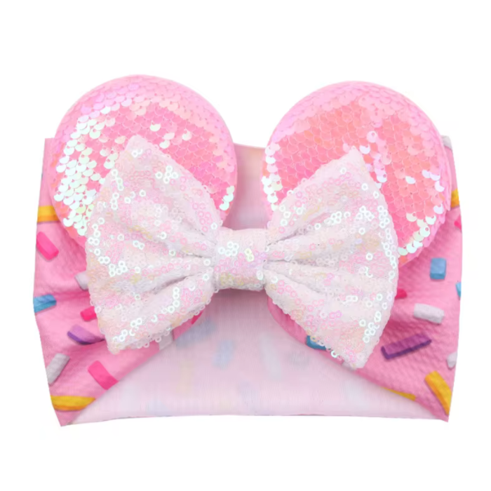 Pink Sprinkle Mouse Ears Baby Headband