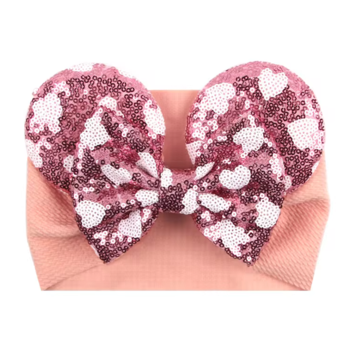 Pink Leopard Mouse Ears Baby Headband