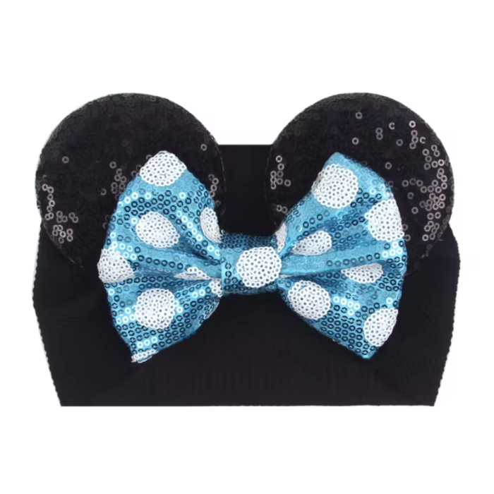 Purple Sequin Ears & Iridescent Bow Headband