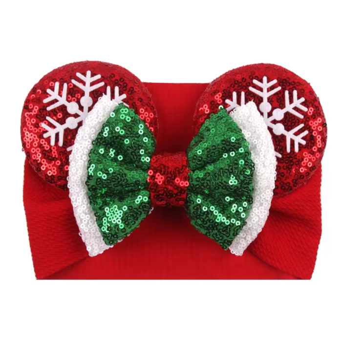 Plaid Christmas Mouse Ears Baby Headband