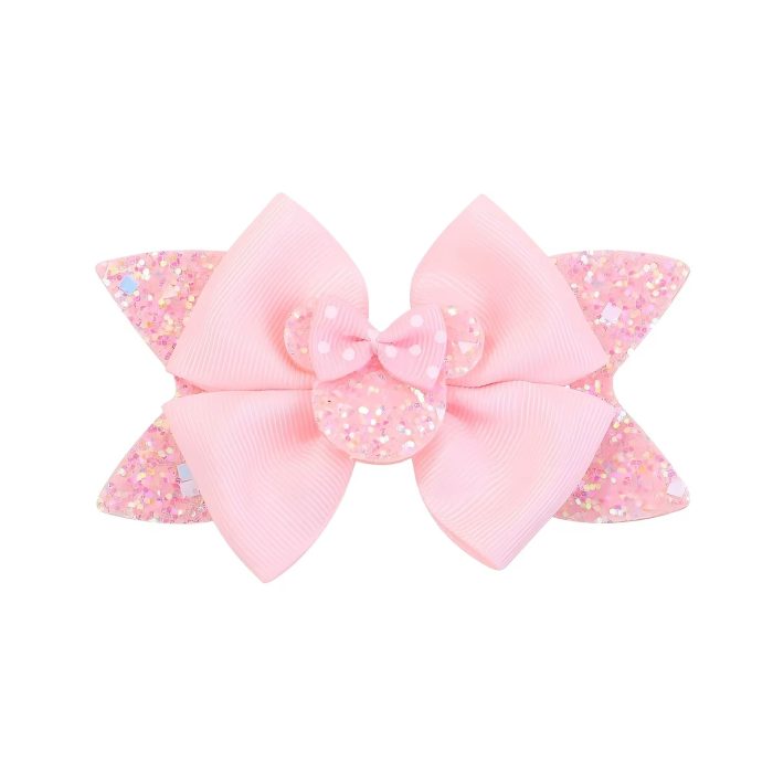 Pink Glitter Bow Hairclip