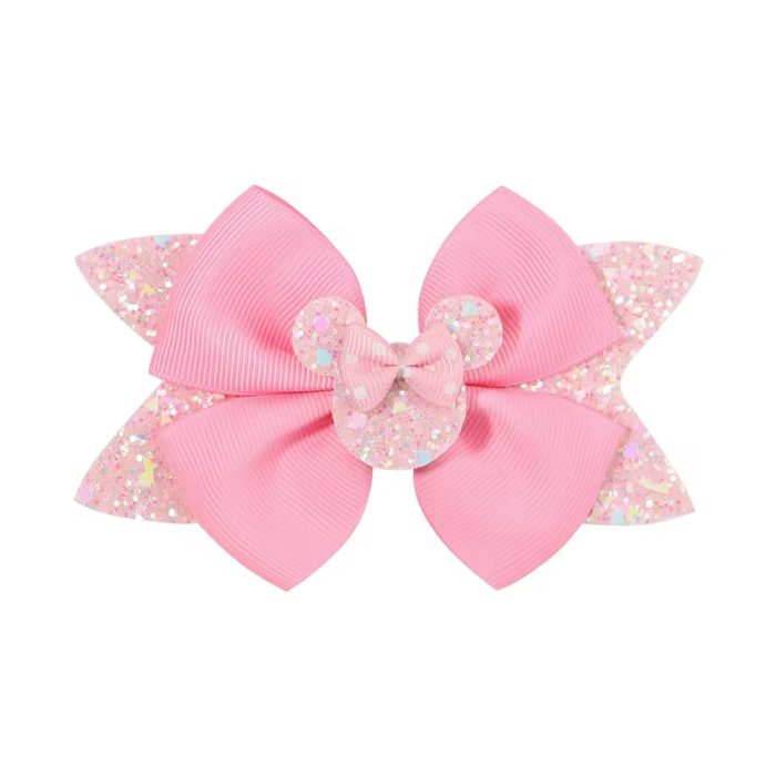 Pink Glitter Bow Hairclip