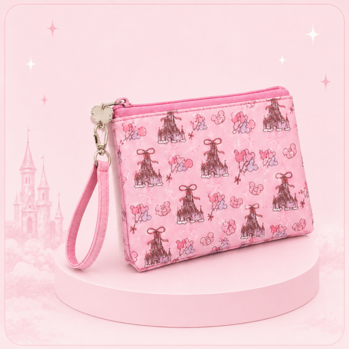 Pink Castle Wristlet Pouch