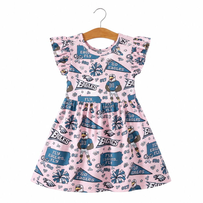 Eagles Flutter Sleeve Twirl Dress