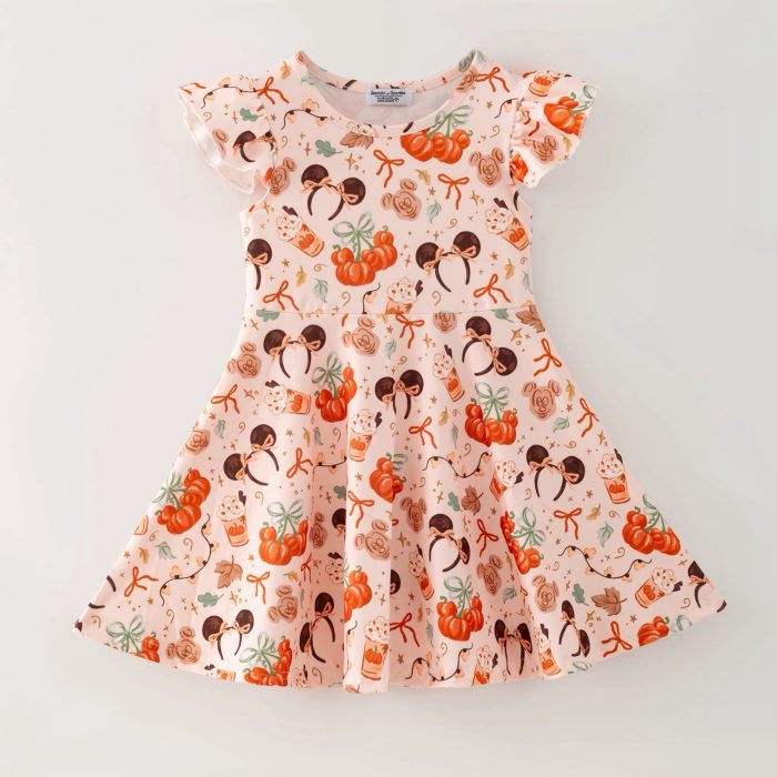 Pumpkin Mouse Flutter Sleeve Twirl Dress